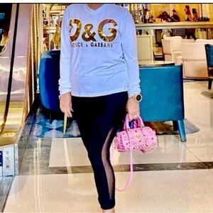 Dolce & Gabbana White Sweatshirt with Gold Logo